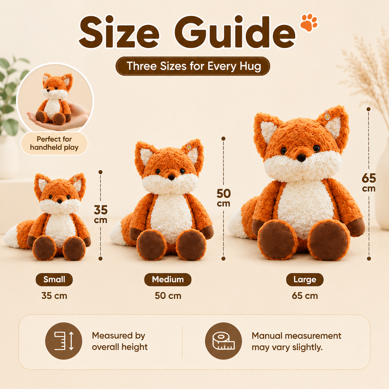 Running Fox Plush Toy Running Fox Plush Toy size guide